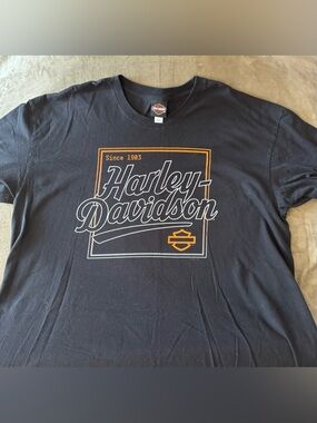 Harley-Davidson Black Short Sleeve Tee with Orange & White Logo